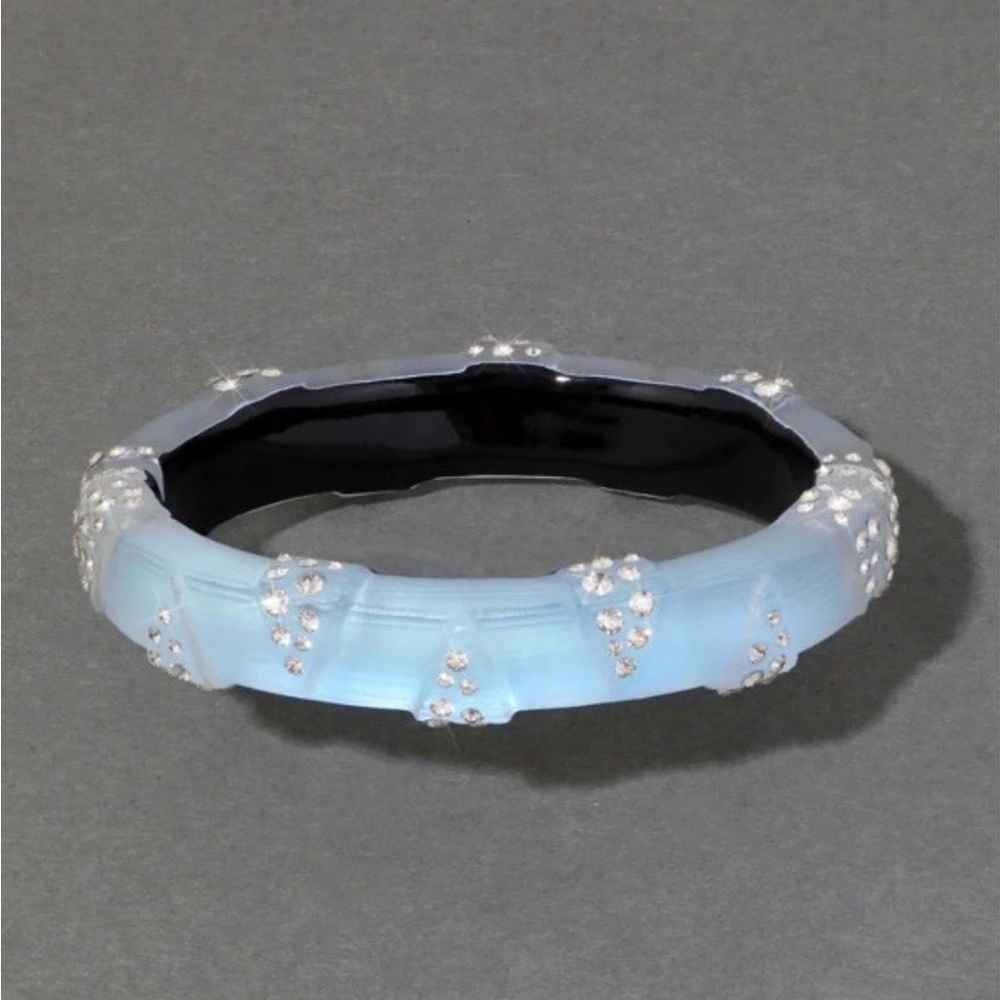 Alexis Bittar Punk Deco Lucite and Crystal Hinged Bangle - Picture 3 of 6